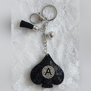 Ace Of Spades Black and Silver Keychain Accessory Bag Charm